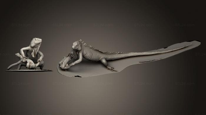 Статуэтки животных (Зеленая игуана, STKJ_0558) 3D модель для ЧПУ станка